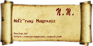 Nánay Magnusz névjegykártya